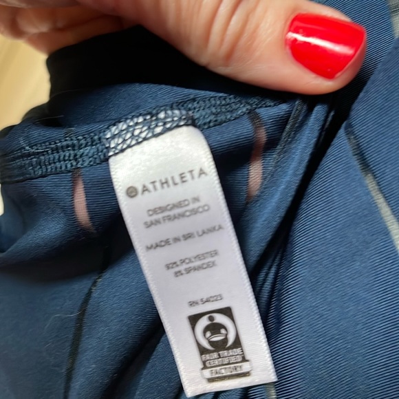 Athleta Sheer Lines Racer back Turquoise  Tank - Picture 5 of 6